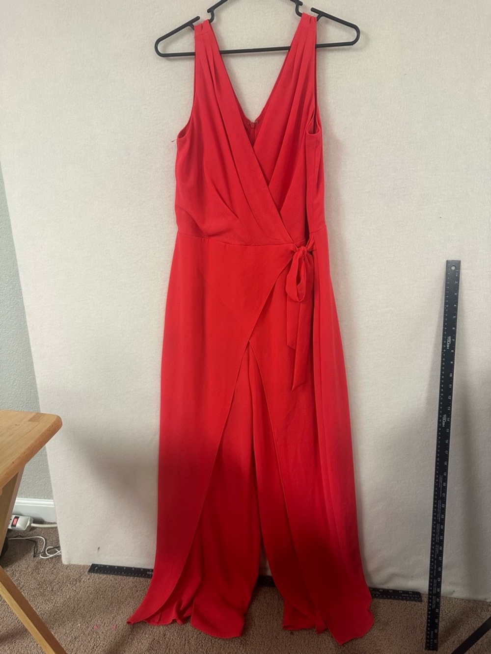 London Style Collection Jumper Red Womens Sz 8 Sleeveless Tie Front Kimono Leg